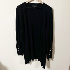 Lane Bryant Womens Black Ribbed Open Front Cardigan Side Slit Size 22 / 24